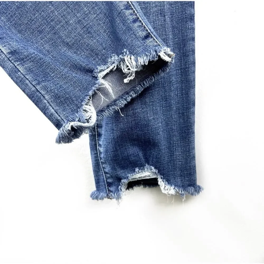 Levi's 724 High-Rise Straight Crop Jeans 27 Distressed Raw Hem